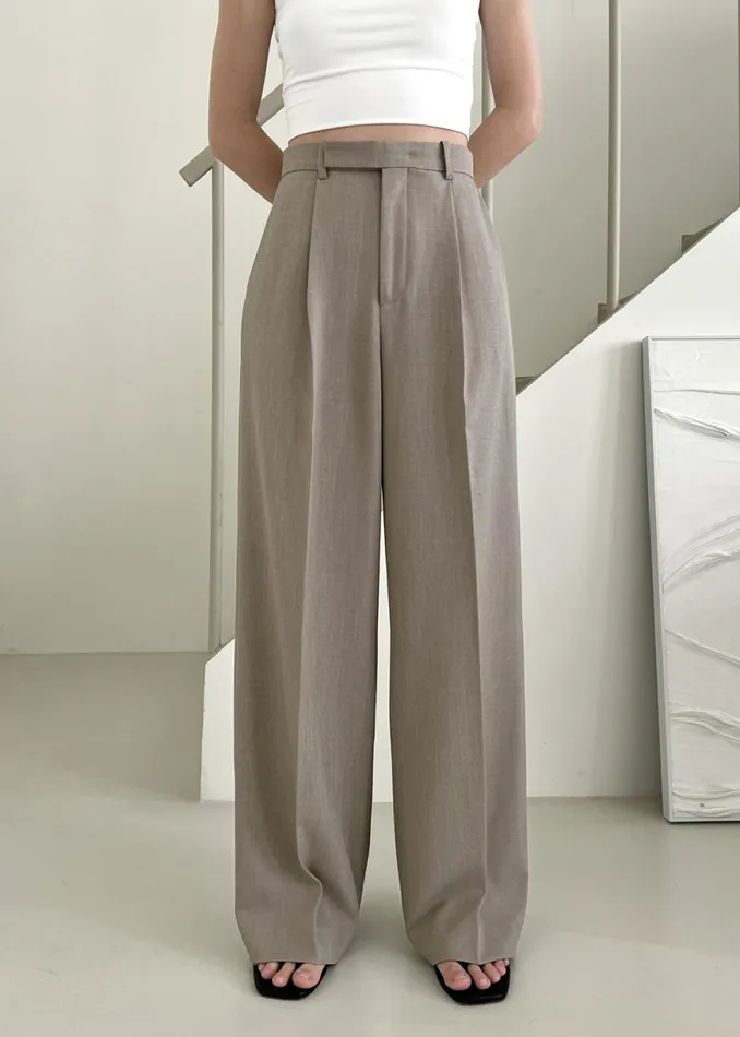 The Frankie Shop Nessi Pintuck Trousers 8211 Taupe Shop Suits