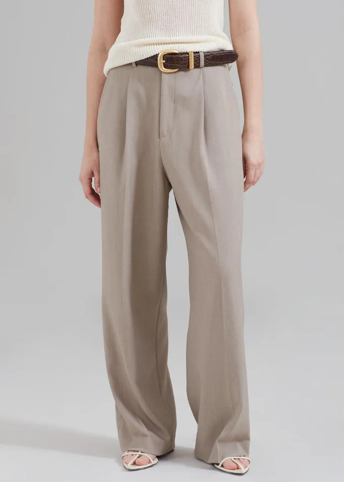 The Frankie Shop Nessi Pintuck Trousers 8211 Taupe Shop Suits