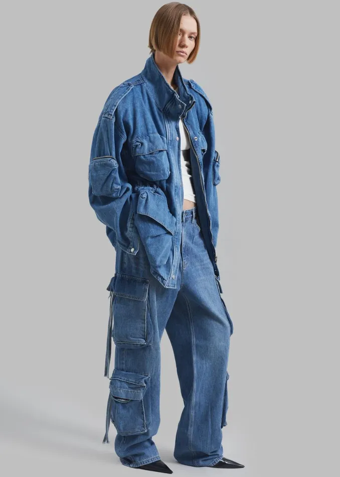 The Frankie Shop Parker Denim Cargo Pants 8211 Medium Wash Shop Denim