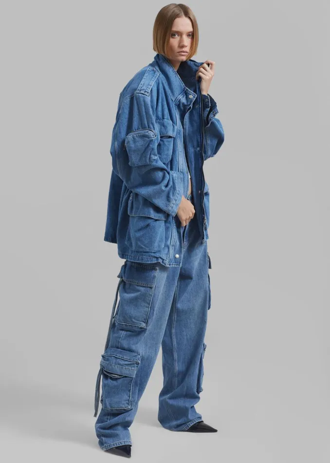 The Frankie Shop Parker Denim Cargo Pants 8211 Medium Wash Shop Denim