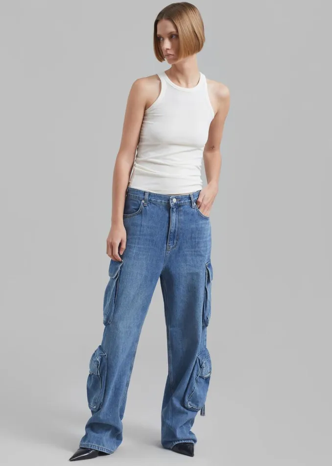 The Frankie Shop Parker Denim Cargo Pants 8211 Medium Wash Shop Denim