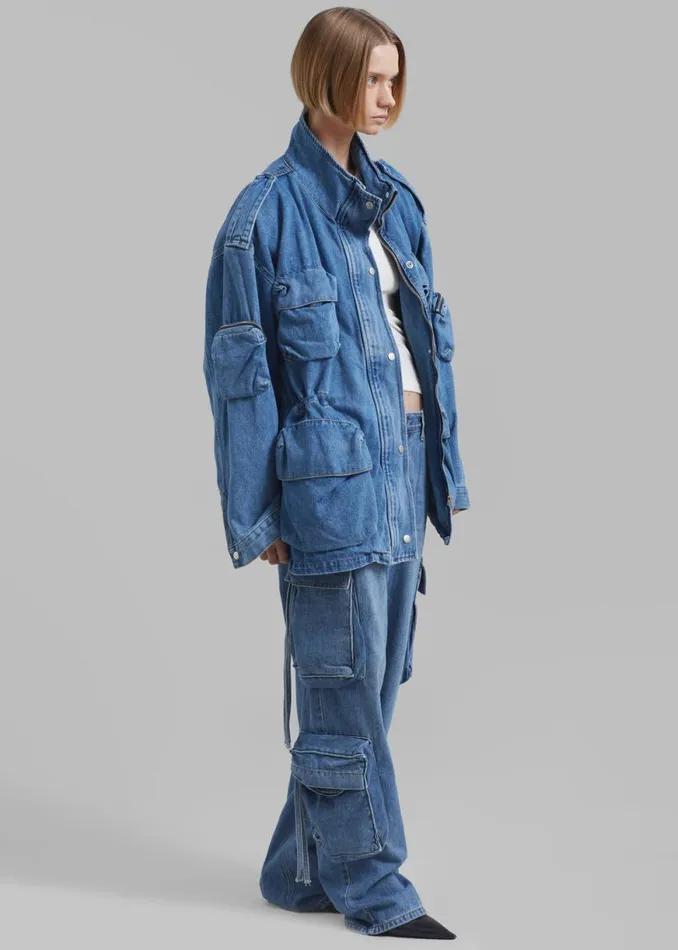 The Frankie Shop Parker Denim Cargo Pants 8211 Medium Wash Shop Denim
