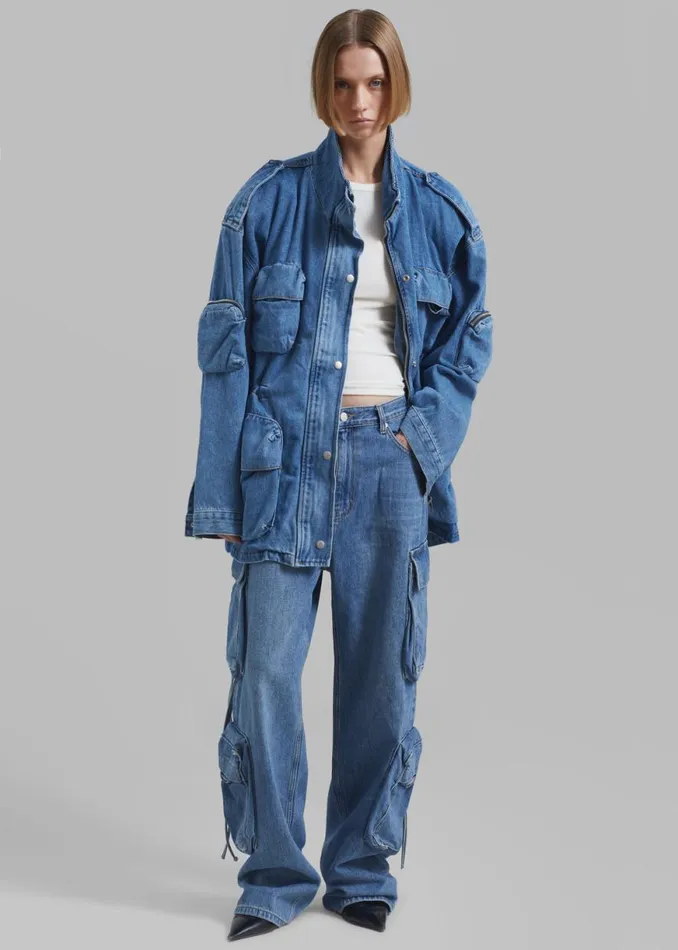 The Frankie Shop Parker Denim Cargo Pants 8211 Medium Wash Shop Denim