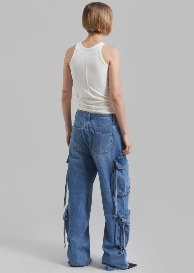The Frankie Shop Parker Denim Cargo Pants 8211 Medium Wash Shop Denim