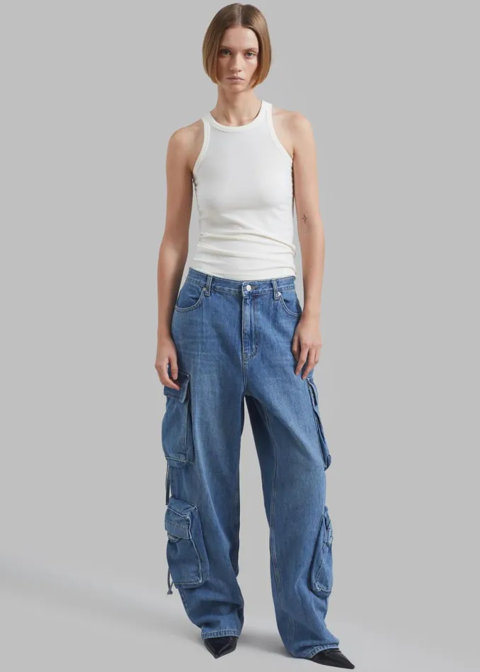 The Frankie Shop Parker Denim Cargo Pants 8211 Medium Wash Shop Denim