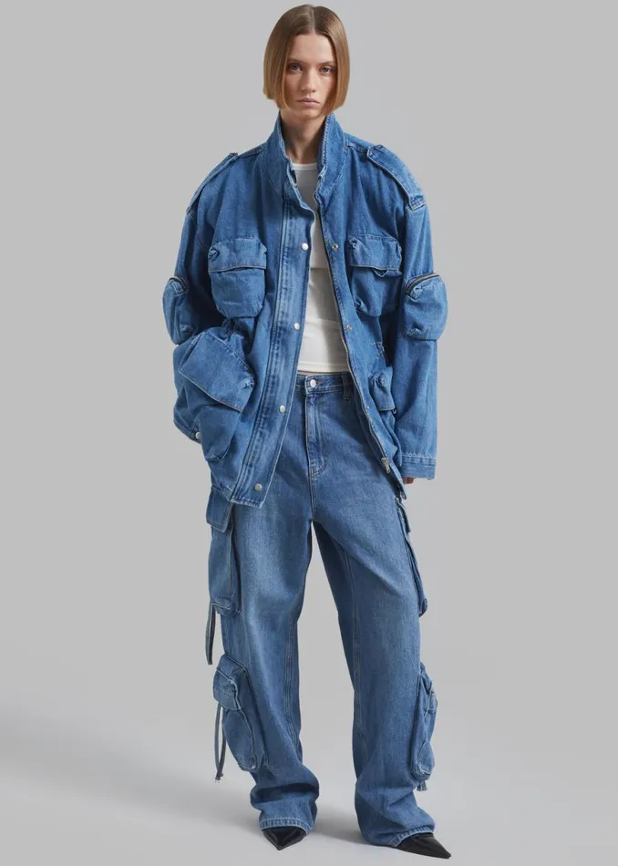 The Frankie Shop Parker Denim Cargo Pants 8211 Medium Wash Shop Denim