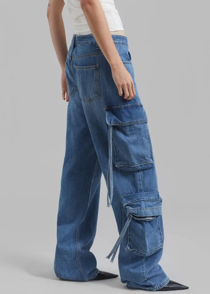 The Frankie Shop Parker Denim Cargo Pants 8211 Medium Wash Shop Denim