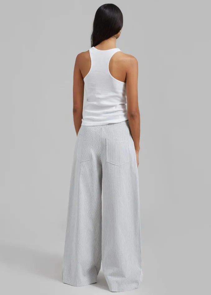 The Frankie Shop Rosalind Wide Leg Trousers 8211 Blue Stripe Shop Bottoms