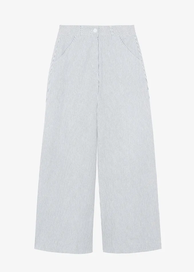 The Frankie Shop Rosalind Wide Leg Trousers 8211 Blue Stripe Shop Bottoms
