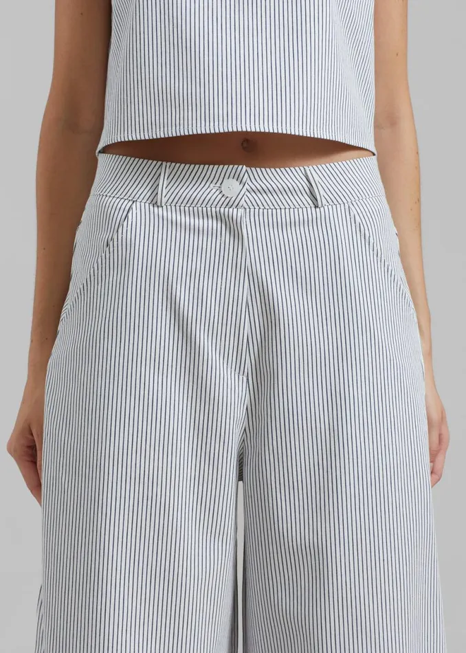 The Frankie Shop Rosalind Wide Leg Trousers 8211 Blue Stripe Shop Bottoms