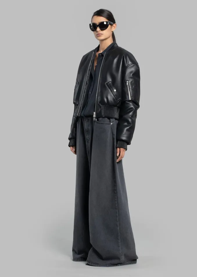 The Frankie Shop Sasha Wide Leg Jeans 8211 Dark Grey Shop Clothing