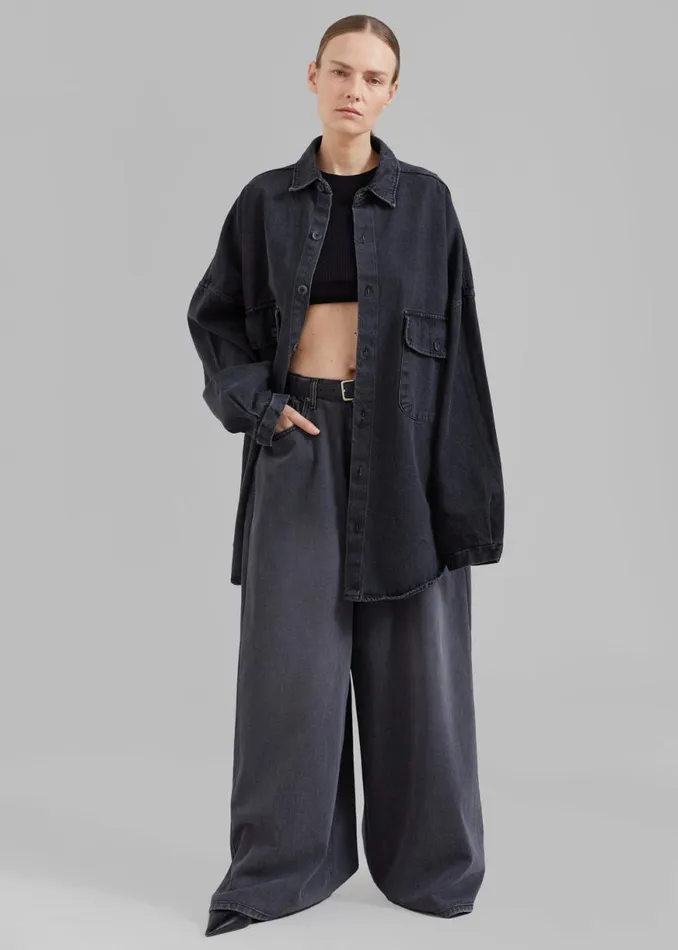 The Frankie Shop Sasha Wide Leg Jeans 8211 Dark Grey Shop Clothing