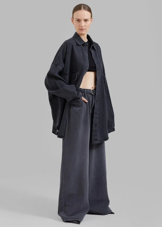 The Frankie Shop Sasha Wide Leg Jeans 8211 Dark Grey Shop Clothing