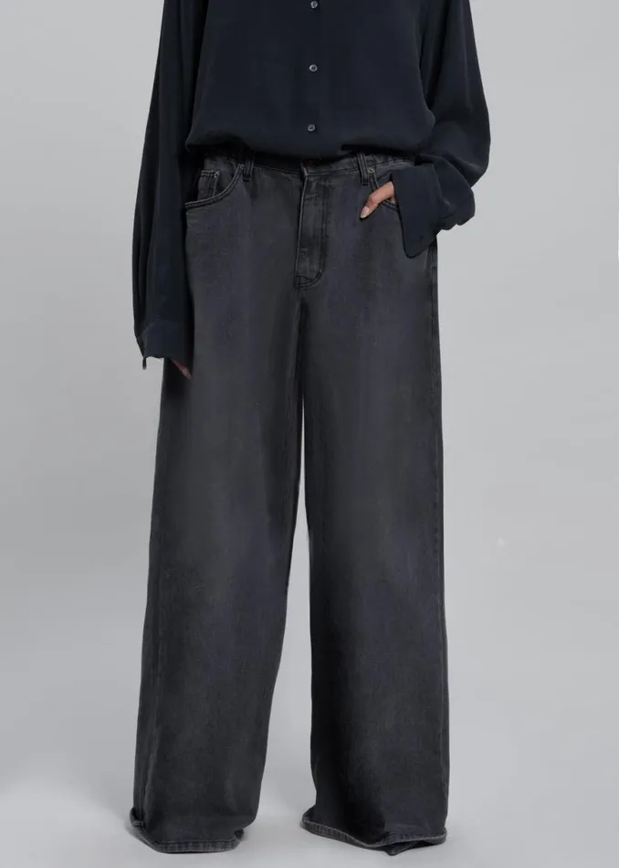The Frankie Shop Sasha Wide Leg Jeans 8211 Dark Grey Shop Clothing