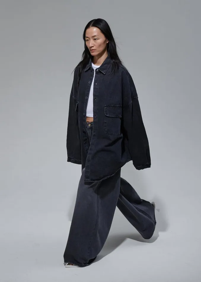 The Frankie Shop Sasha Wide Leg Jeans 8211 Dark Grey Shop Clothing