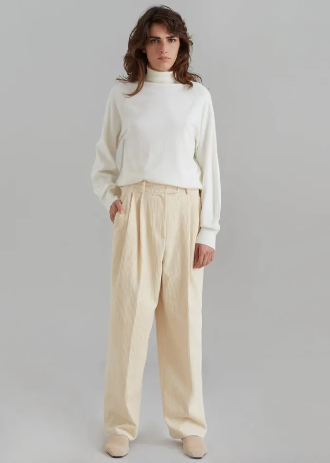 The Frankie Shop Siham Corduroy Pants 8211 Cream Shop Bottoms