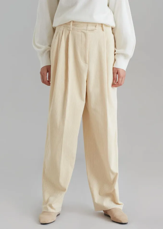 The Frankie Shop Siham Corduroy Pants 8211 Cream Shop Bottoms