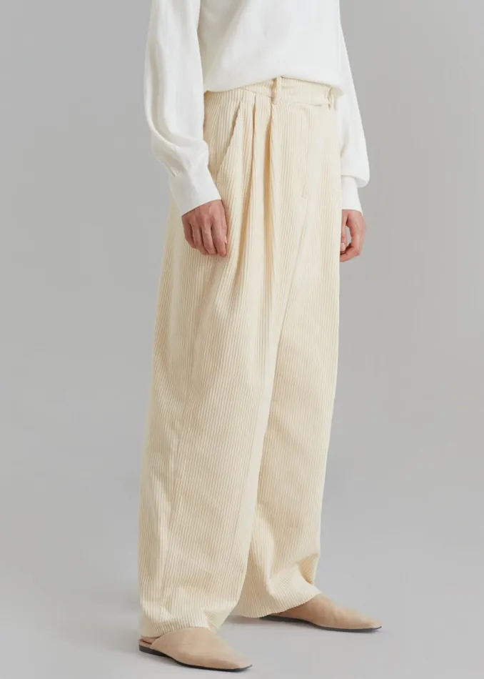 The Frankie Shop Siham Corduroy Pants 8211 Cream Shop Bottoms