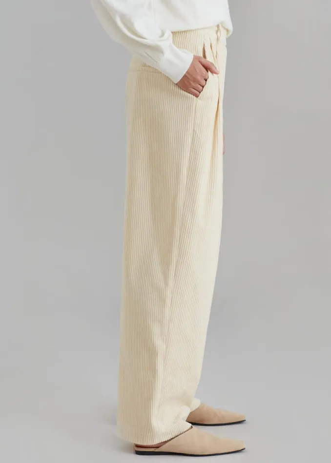 The Frankie Shop Siham Corduroy Pants 8211 Cream Shop Bottoms