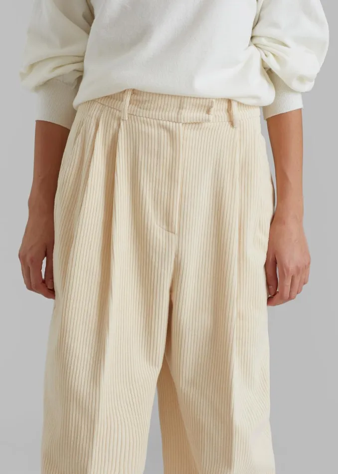 The Frankie Shop Siham Corduroy Pants 8211 Cream Shop Bottoms
