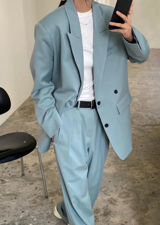 The Frankie Shop Spencer Pleated Pants 8211 Dusty Blue Shop Clothing