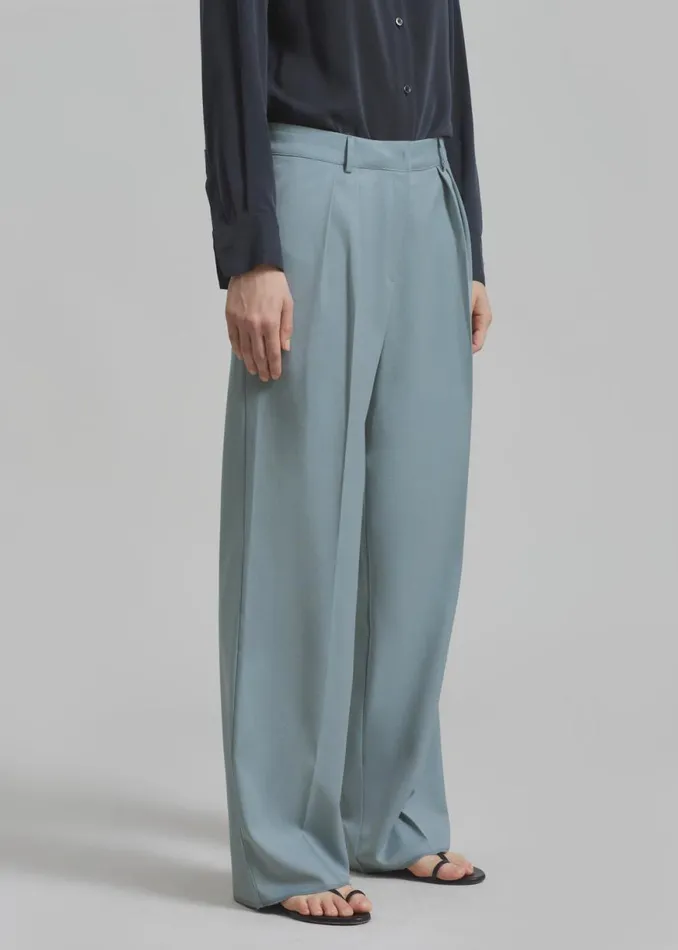 The Frankie Shop Spencer Pleated Pants 8211 Dusty Blue Shop Clothing