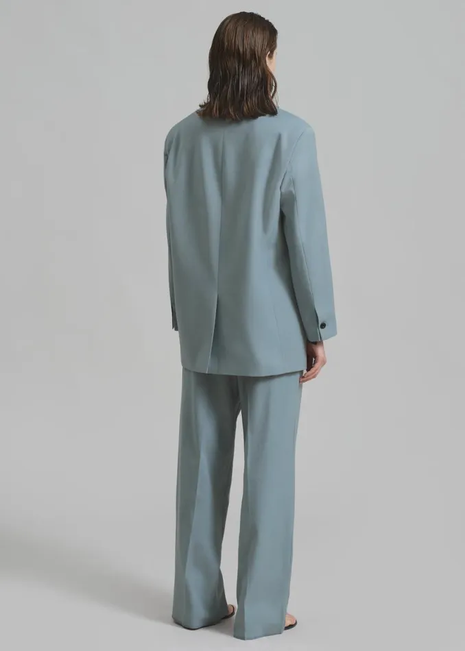 The Frankie Shop Spencer Pleated Pants 8211 Dusty Blue Shop Clothing
