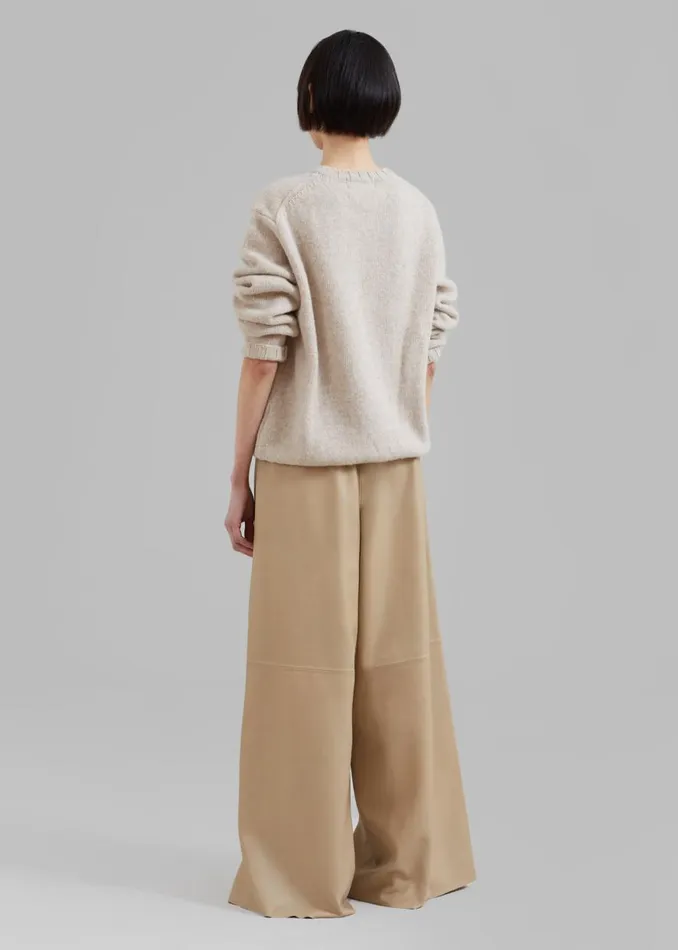 The Frankie Shop Sydney Wide Leather Pants 8211 Beige Shop Bottoms