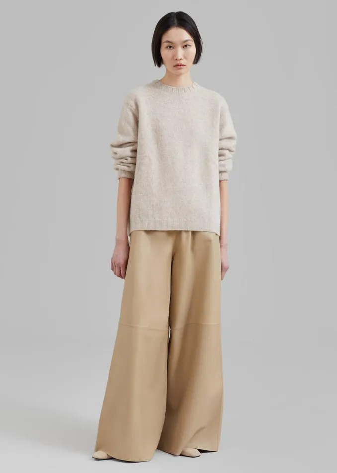 The Frankie Shop Sydney Wide Leather Pants 8211 Beige Shop Bottoms