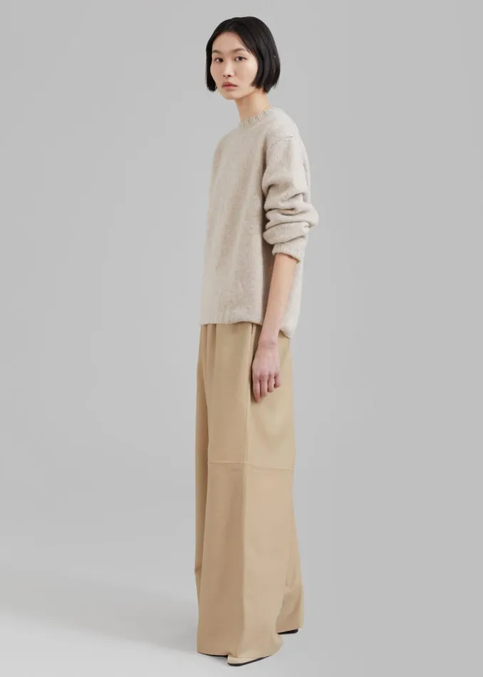 The Frankie Shop Sydney Wide Leather Pants 8211 Beige Shop Bottoms