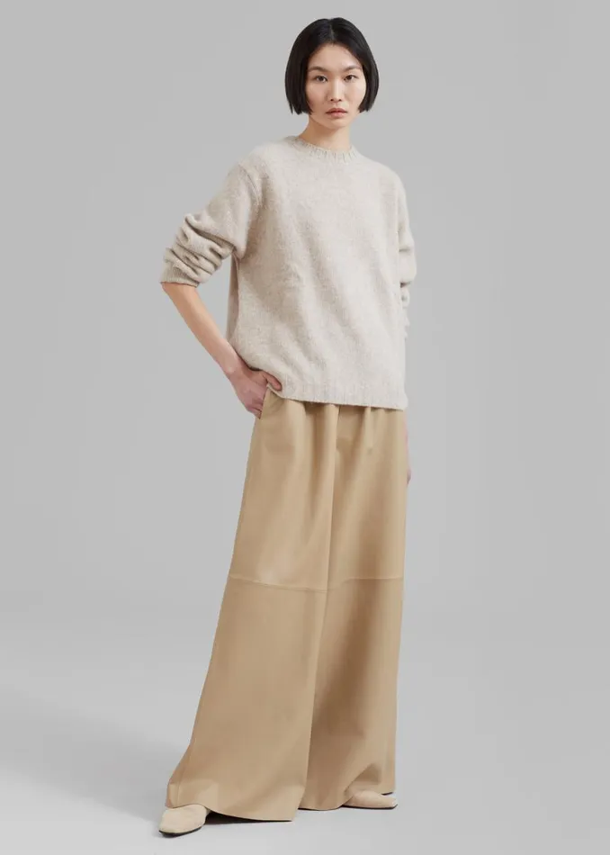 The Frankie Shop Sydney Wide Leather Pants 8211 Beige Shop Bottoms