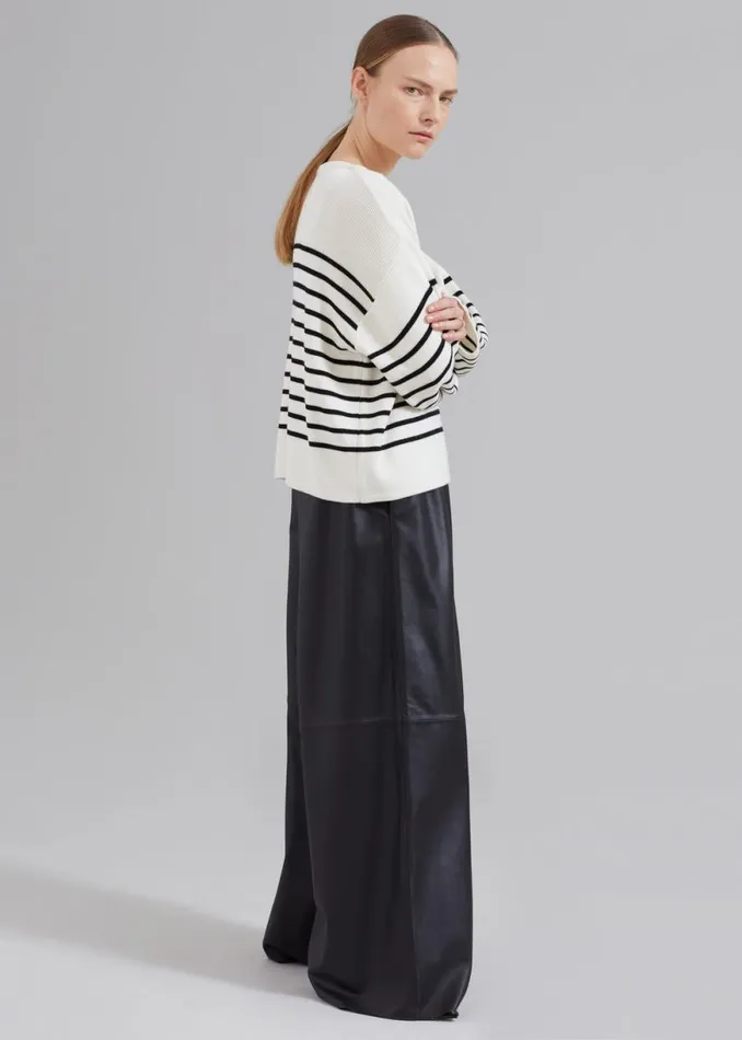 The Frankie Shop Sydney Wide Leather Pants 8211 Black Shop Clothing