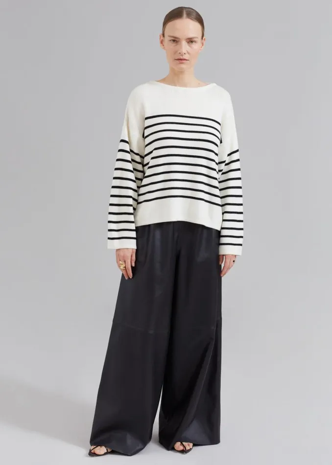 The Frankie Shop Sydney Wide Leather Pants 8211 Black Shop Clothing