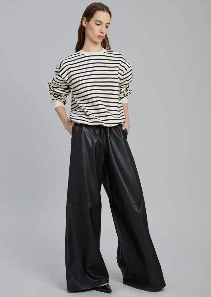 The Frankie Shop Sydney Wide Leather Pants 8211 Black Shop Clothing