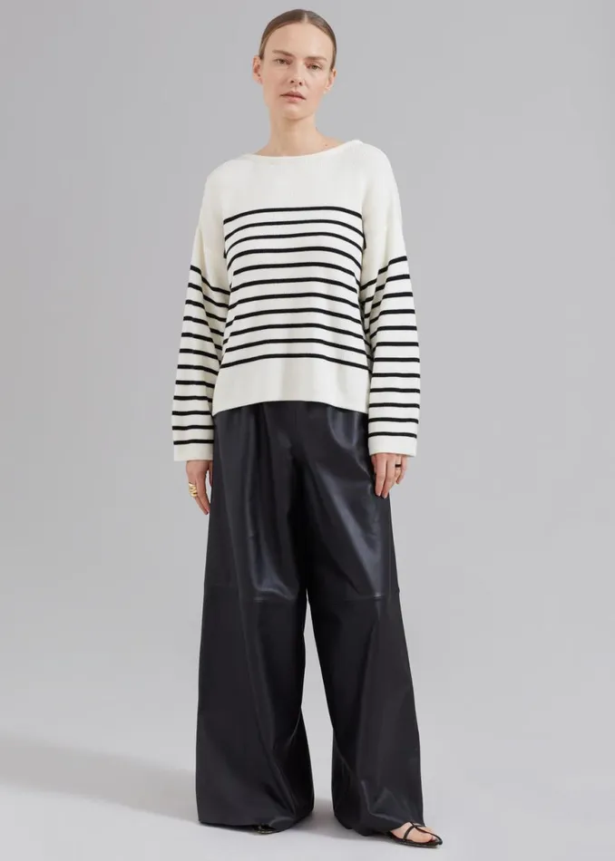The Frankie Shop Sydney Wide Leather Pants 8211 Black Shop Clothing