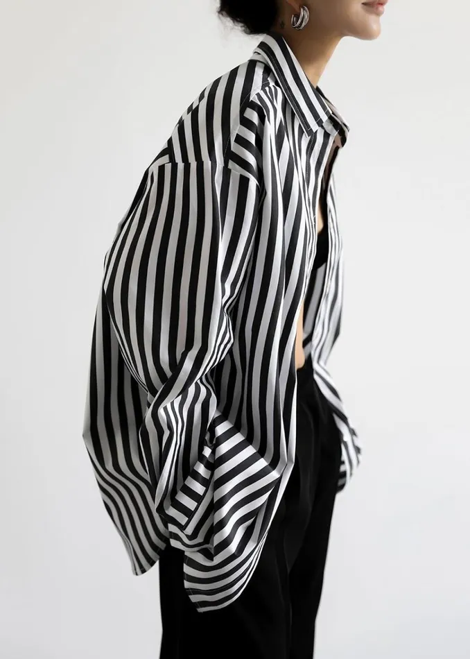 The Frankie Shop Sylvia Striped Oxford Shirt 8211 Faded BlackWhite Shop Tops