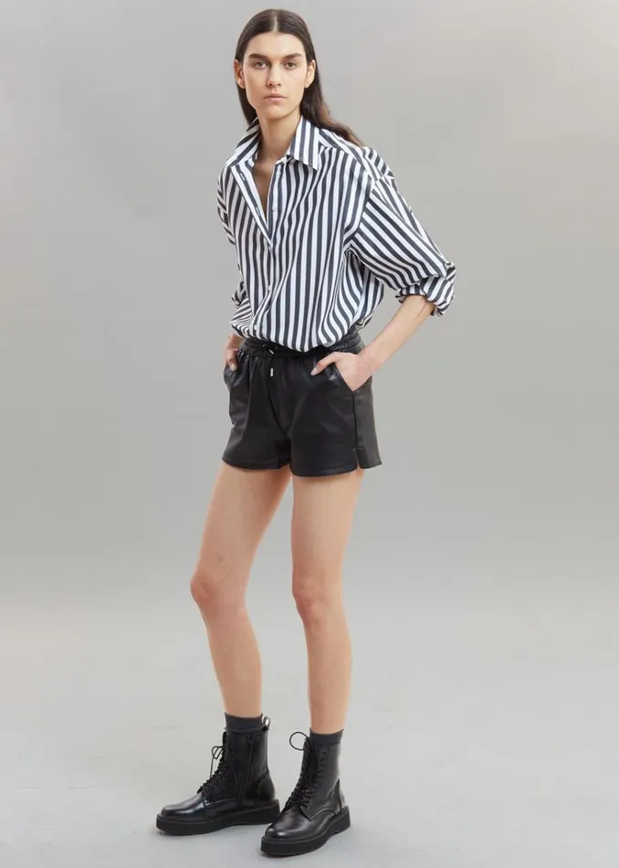 The Frankie Shop Sylvia Striped Oxford Shirt 8211 Faded BlackWhite Shop Tops