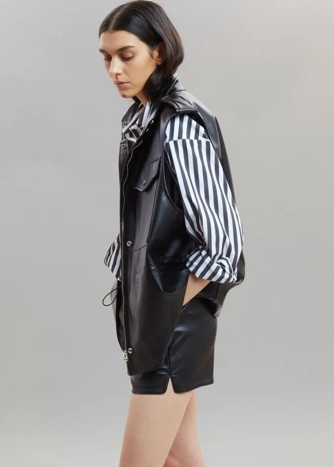 The Frankie Shop Sylvia Striped Oxford Shirt 8211 Faded BlackWhite Shop Tops