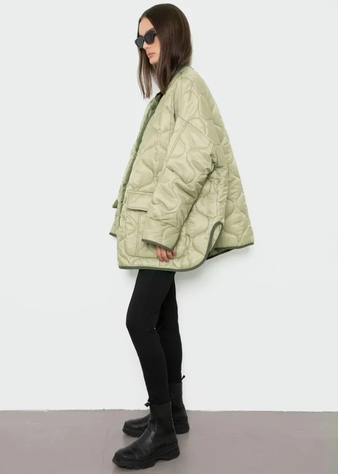 The Frankie Shop Teddy Quilted Jacket 8211 Moss Green Shop Outerwear
