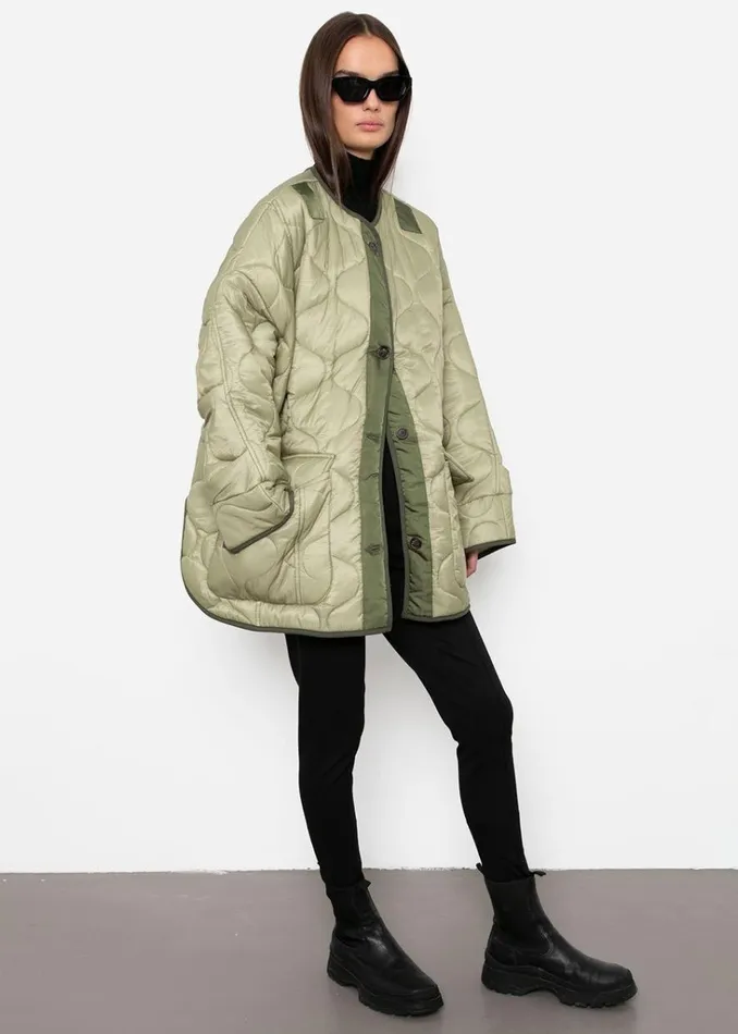 The Frankie Shop Teddy Quilted Jacket 8211 Moss Green Shop Outerwear