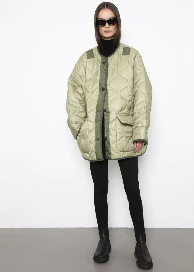 The Frankie Shop Teddy Quilted Jacket 8211 Moss Green Shop Outerwear