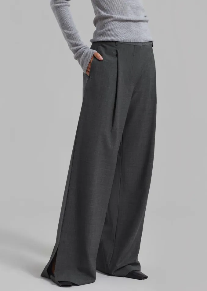 The Frankie Shop The Garment Pisa Wide Pants 8211 Grey Melange Shop Clothing