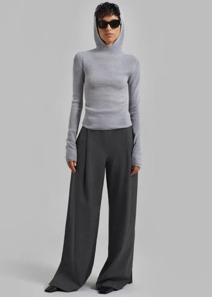 The Frankie Shop The Garment Pisa Wide Pants 8211 Grey Melange Shop Clothing