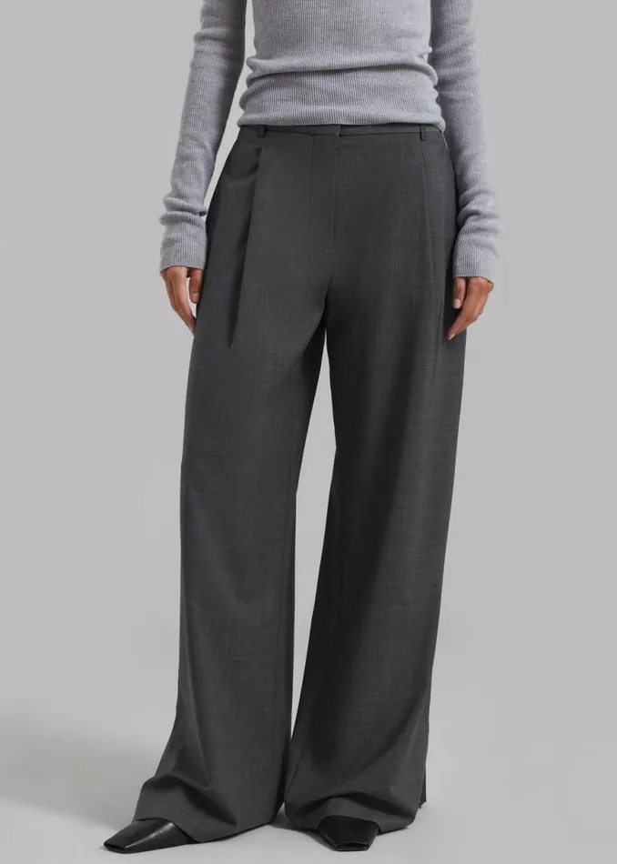The Frankie Shop The Garment Pisa Wide Pants 8211 Grey Melange Shop Clothing