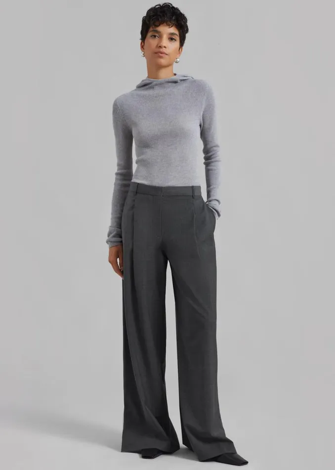The Frankie Shop The Garment Pisa Wide Pants 8211 Grey Melange Shop Clothing