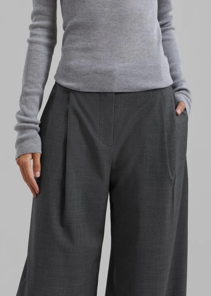 The Frankie Shop The Garment Pisa Wide Pants 8211 Grey Melange Shop Clothing