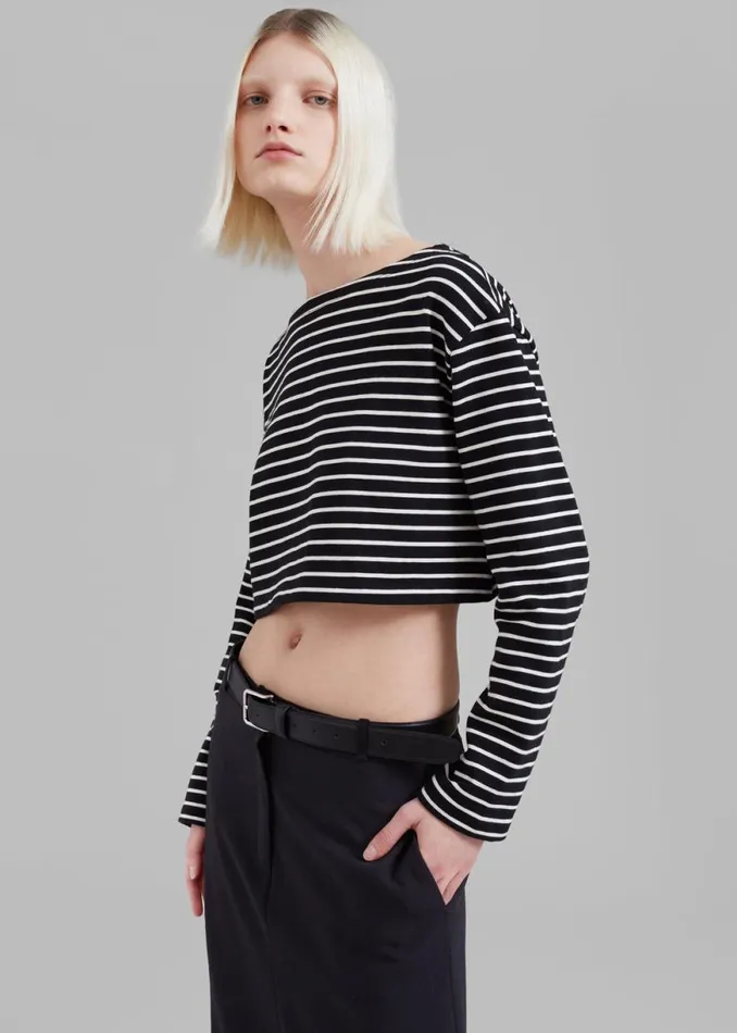 The Frankie Shop Tilla Boatneck Top 8211 White Stripe Shop Tops
