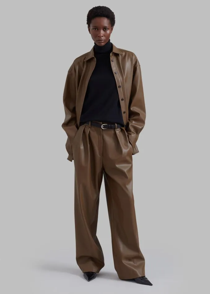 The Frankie Shop Tranton Faux Leather Pants 8211 Brown Shop Bottoms