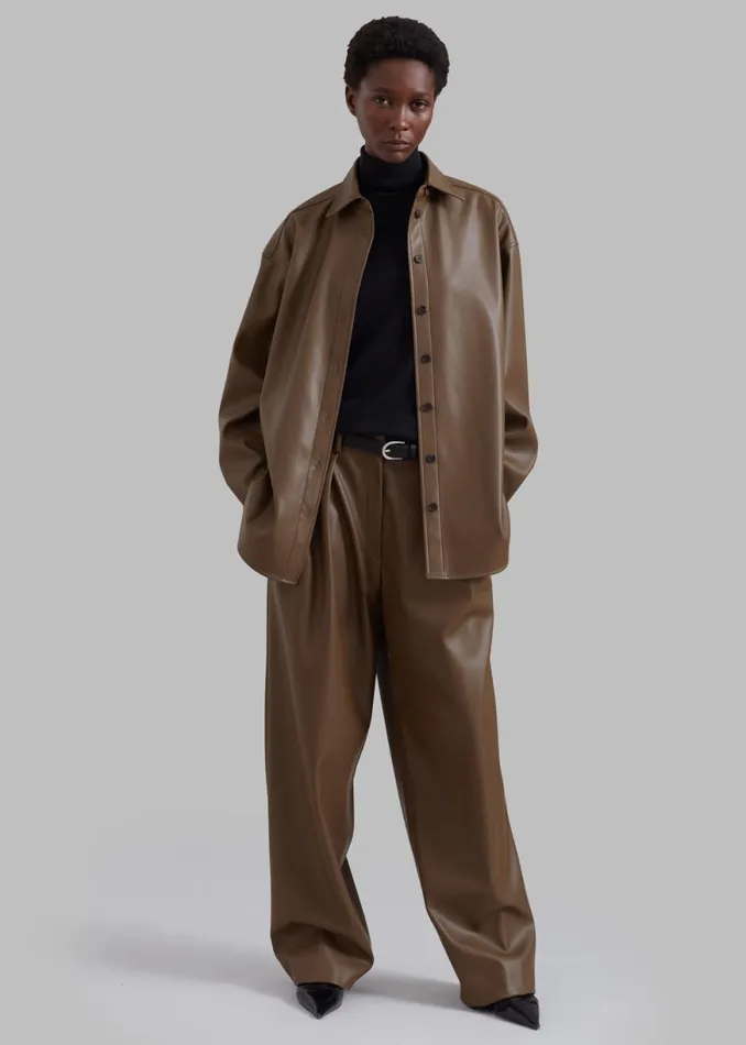 The Frankie Shop Tranton Faux Leather Pants 8211 Brown Shop Bottoms