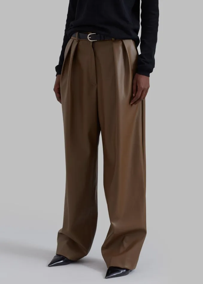 The Frankie Shop Tranton Faux Leather Pants 8211 Brown Shop Bottoms